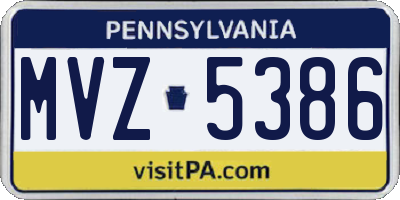 PA license plate MVZ5386