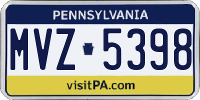 PA license plate MVZ5398