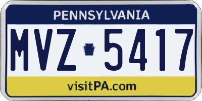 PA license plate MVZ5417