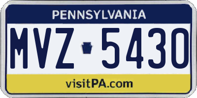 PA license plate MVZ5430