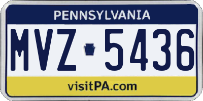 PA license plate MVZ5436