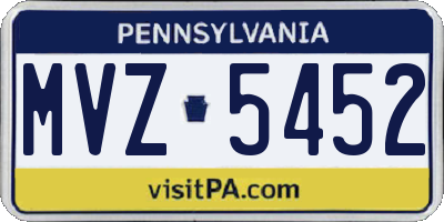 PA license plate MVZ5452