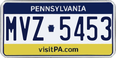 PA license plate MVZ5453