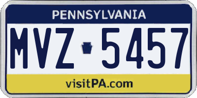 PA license plate MVZ5457