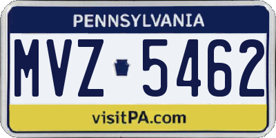PA license plate MVZ5462