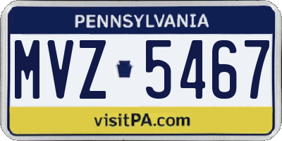PA license plate MVZ5467