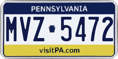 PA license plate MVZ5472