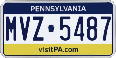 PA license plate MVZ5487
