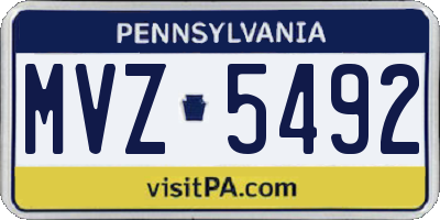 PA license plate MVZ5492