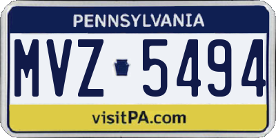 PA license plate MVZ5494