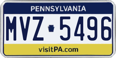 PA license plate MVZ5496