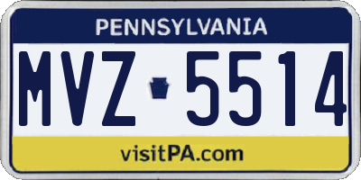 PA license plate MVZ5514