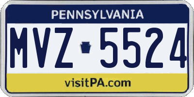 PA license plate MVZ5524