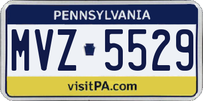 PA license plate MVZ5529