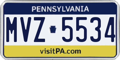 PA license plate MVZ5534