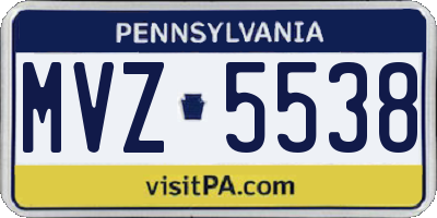 PA license plate MVZ5538
