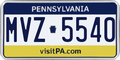 PA license plate MVZ5540