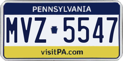 PA license plate MVZ5547