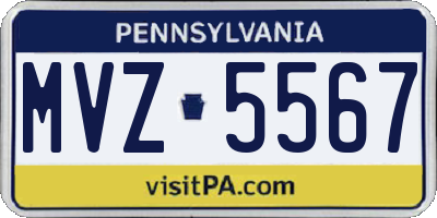 PA license plate MVZ5567
