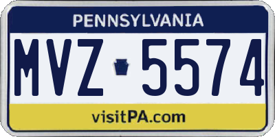 PA license plate MVZ5574