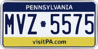 PA license plate MVZ5575