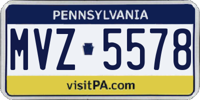 PA license plate MVZ5578
