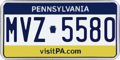 PA license plate MVZ5580
