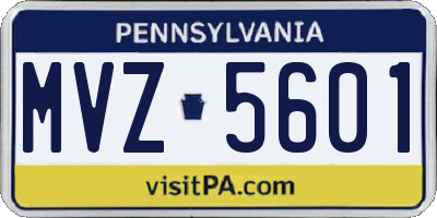 PA license plate MVZ5601