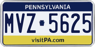 PA license plate MVZ5625