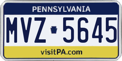 PA license plate MVZ5645