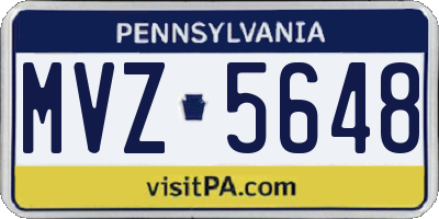 PA license plate MVZ5648