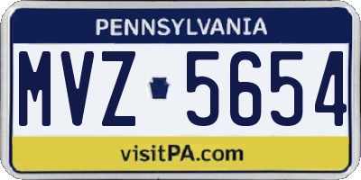 PA license plate MVZ5654