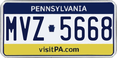 PA license plate MVZ5668