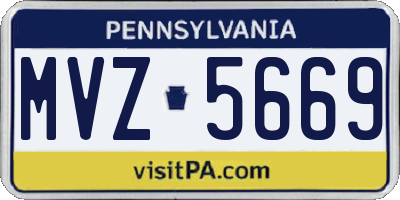 PA license plate MVZ5669