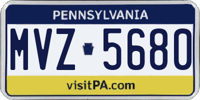 PA license plate MVZ5680