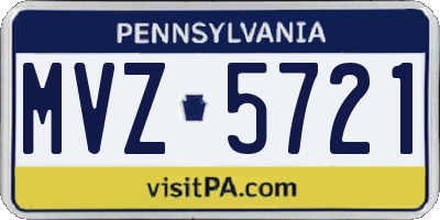 PA license plate MVZ5721