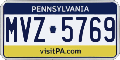 PA license plate MVZ5769