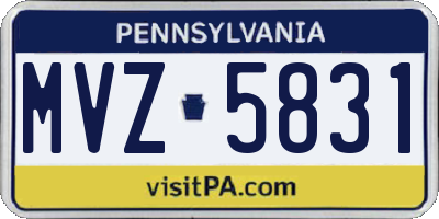 PA license plate MVZ5831