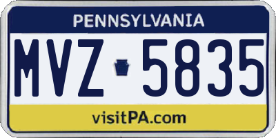 PA license plate MVZ5835