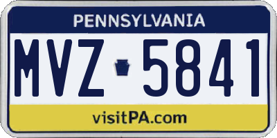 PA license plate MVZ5841