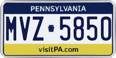 PA license plate MVZ5850