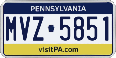 PA license plate MVZ5851