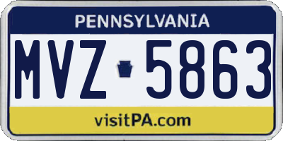 PA license plate MVZ5863