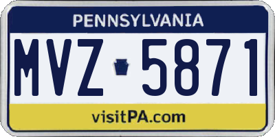 PA license plate MVZ5871