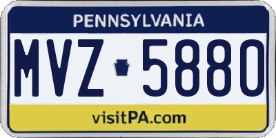PA license plate MVZ5880