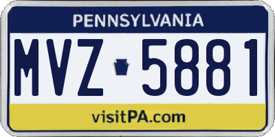 PA license plate MVZ5881