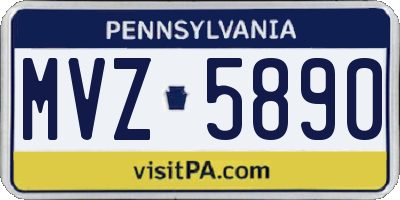 PA license plate MVZ5890