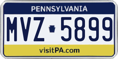 PA license plate MVZ5899