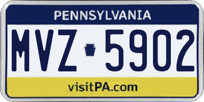 PA license plate MVZ5902