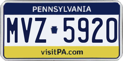 PA license plate MVZ5920